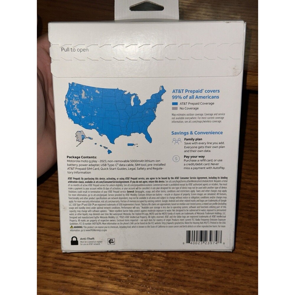 Motorola Moto G Play (2024) Blue AT&T Prepaid Smartphone 64GB NEW FACTORY SEALED - Picture 2 of 4